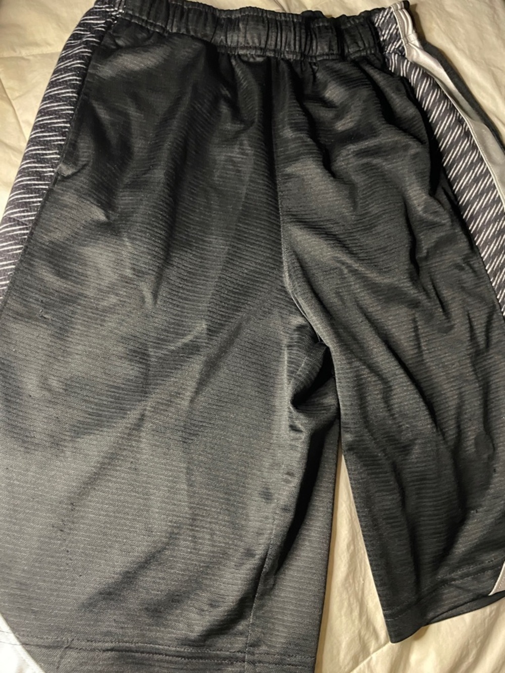 Nike Youth Black and Silver Dri-FIT Athletic Shorts